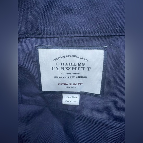 Charles Tyrwhitt Men Blue Button Up Shirt Size 15.5 - Picture 6 of 9
